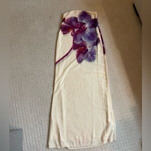 Meshki Cream Maxi Dress with Purple Floral Print